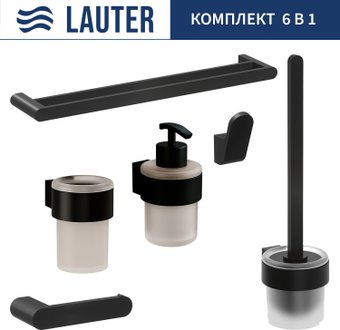 Набор аксессуаров для ванной Lauter 21TS3019 + 21TS3021 + 21TS3011 + 21TS3013 + 21TS3002 + 21TS3023 (Matt Black, 6 предметов)