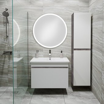 Runo Тумба с умывальником Runo Модена 75 + Оскар 75 (подвесная, железный камень)