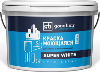 Краска Goodhim S Стандарт моющаяся для светлых тонов База А 89311 7 кг