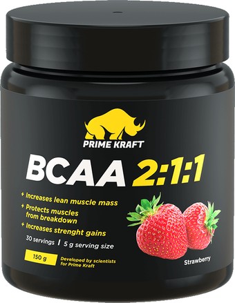 Аминокислоты Prime Kraft BCAA 2:1:1 (150г, клубника)