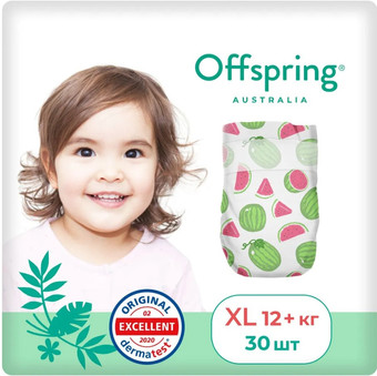 Подгузники Offspring XL 12+ кг Арбузы OF01XL30WML (30 шт)