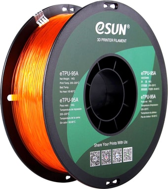 Пластик eSUN eTPU-95A 1.75 мм 1000 г (оранжевый полупрозрачный)
