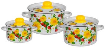 Набор кастрюль СтальЭмаль Земляника 1с144