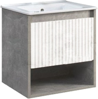 Belux Тумба под умывальник Долли НП 60-01 (23, белый глянцевый/бетон чикаго)