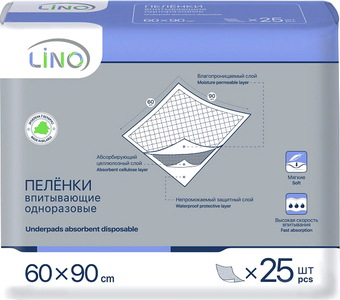Пеленки Lino 60x90 (25 шт)