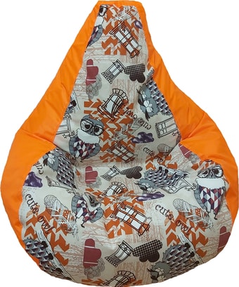 Кресло-мешок LoftyHome Груша L (оксфорд/велюр, оранжевый)