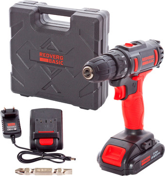 Дрель-шуруповерт RedVerg Basic SD18LE/2-2 (с 2-мя АКБ, кейс)