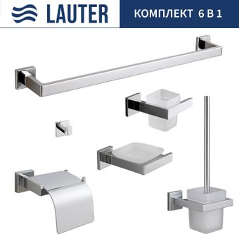 Набор аксессуаров для ванной Lauter 21SH71061+21SH71051+21SH71101+21SH71091+21SH71011+21SH71111 (Chrome, 6 предметов)