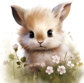 Рыжий кот Малыши-животные Зайчик в цветах Х-0639