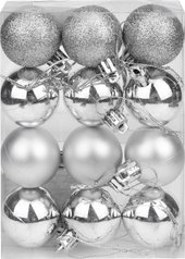 Елочная игрушка Miland Чудеса НУ-5623 (12 шт, 4 см, серебряный с узором)