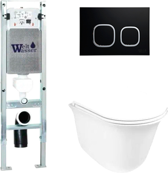 Унитаз WeltWasser Telbach 004 GL-WT + Amberg 350 ST + Amberg RD-BL (белый глянцевый/черный матовый)