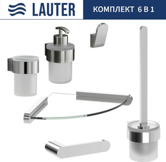 Набор аксессуаров для ванной Lauter 21TS3018 + 21TS3020 + 21TS3010 + 21TS3012 + 21TS3007 + 21TS3022 (Chrome, 6 предметов)