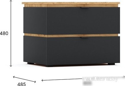 Тумба КМК Мебель Ривьера 1 0970.24 (дуб наварра/шагрень черная)