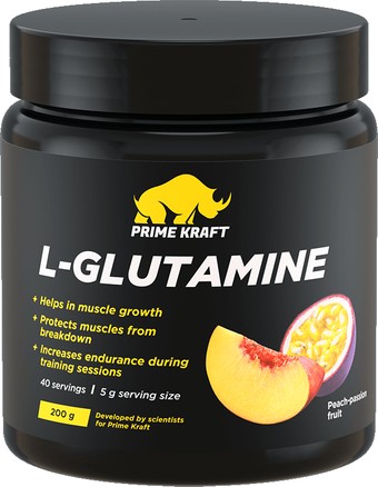 Аминокислоты Prime Kraft L-Glutamine (200г, персик/маракуйя)