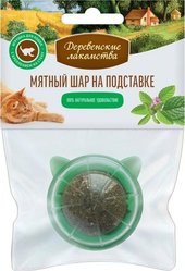 Игрушка для кошек Деревенские лакомства Мятный шар на подставке 26 г