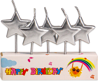 Набор свечей для торта Miland Серебряные звездочки С-2541 (5 шт)