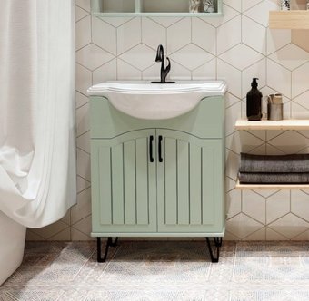 Runo Тумба с умывальником Runo Марсель 65 + Классик 65 (напольная, мята)