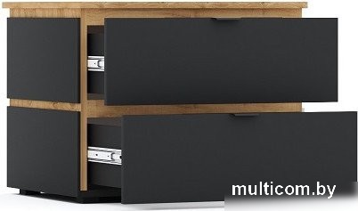 Тумба КМК Мебель Ривьера 1 0970.24 (дуб наварра/шагрень черная)