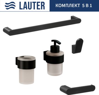 Держатель для туалетной бумаги и освежителя Lauter 21TS3019 + 21TS3021 + 21TS3011 + 21TS3013 + 21TS3006 (Matt Black, 5 предметов)