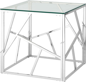 Журнальный столик Stool Group Арт Деко 55x55 EET-015 (прозрачное стекло/сталь серебристый)