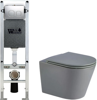 Унитаз подвесной WeltWasser Amberg 350 ST + Salzbach 043 MT-GR + Amberg RD-MT CR (серый матовый)