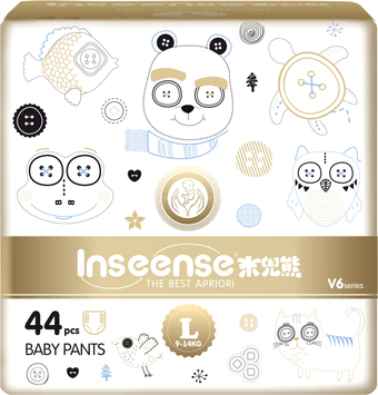 Трусики-подгузники Inseense Супертонкие V6 L 9-14 кг Ins44gold (44 шт)