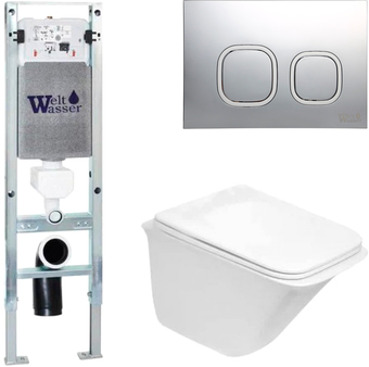 Унитаз WeltWasser Rotbach 004 GL-WT + Amberg 350 ST + Amberg RD-MT CR (белый глянец/хром матовый)