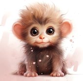 Рыжий кот Малыши-животные Маленькая обезьянка Х-0642