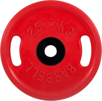 Диск MB Barbell Евро-классик с ручками 51 мм (1x25 кг, красный)
