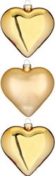 Елочная игрушка Inge's Christmas Classic Gold. Сердца 12004P028 (3шт, золото)