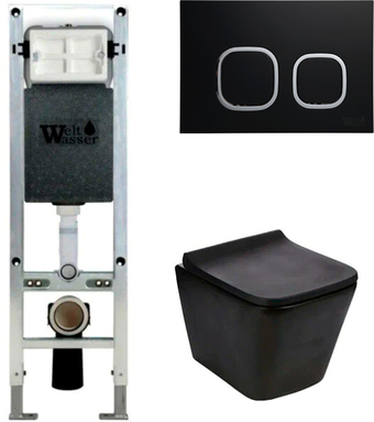 Унитаз WeltWasser Gelbach 004 MT-BL + Amberg 350 ST + Amberg RD-BL (белый глянец/черный матовый)