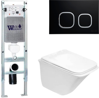 Унитаз WeltWasser Rotbach 004 GL-WT + Amberg 350 ST + Amberg RD-BL (белый глянец/черный матовый)