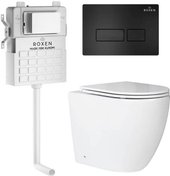 Унитаз приставной Roxen Antares в комплекте с инсталляцией Attach 5 в 1 967019 (кнопка: черный матовый)