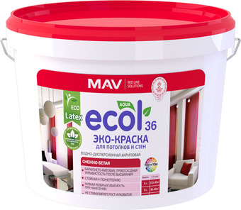 Краска Ecol 36 ВД-АК-2036 11 л (снежно-белый матовый)
