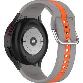 Ремешок Rumi Sport Line силиконовый для Samsung Galaxy Watch4/5 (20 мм, серый/оранжевый)