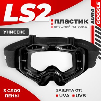LS2 Aura Goggle (Black/Clear Visor)
