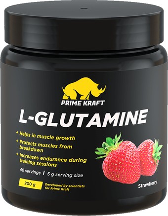 Аминокислоты Prime Kraft L-Glutamine (200г, клубника)