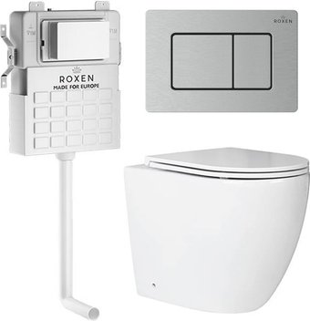 Унитаз приставной Roxen Antares в комплекте с инсталляцией Roxen Attach 5 в 1 968412 (кнопка: сатин)