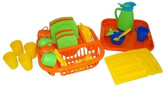 Набор игрушечной посуды Полесье Алиса с сушилкой, подносом и лотком на 4 персоны 40718