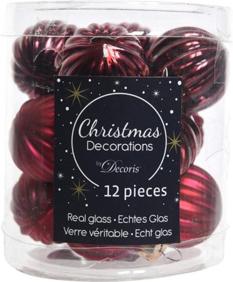 Елочная игрушка Kaemingk 012403 (12шт, бычья кровь)