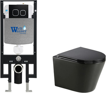 Унитаз подвесной WeltWasser Amberg 497 + Salzbach 043 MT-BL + Amberg RD-CR (черный матовый)