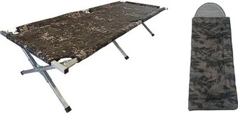 Раскладушка Медведь 200x75x45 (утепленная, со спальным мешком BalMAX Аляска Standart Series до -20°C урбан)