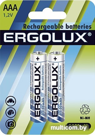 Аккумуляторы Ergolux AAA 1100 mAh 2 шт. NHAAA1100BL2