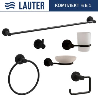 Набор аксессуаров для ванной Lauter 21TS20116+21TS20114+21T2010+21TS2018+21TS20112+21TS2014 (Matt Black, 6 предметов)