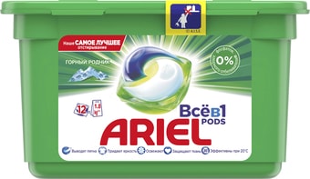 Капсулы для стирки Ariel 3 в 1 Pods Горный родник (12 шт)