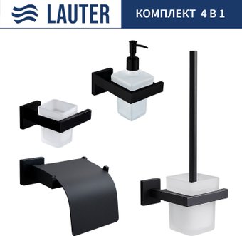 Набор аксессуаров для ванной Lauter 21SH71062 + 21SH71092 + 21SH71102 + 21SH71112 (Matt Black, 4 предмета)