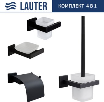 Набор аксессуаров для ванной Lauter 21SH71062 + 21SH71052 + 21SH71102 + 21SH71112 (Matt Black, 4 предмета)