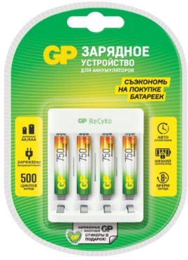 Аккумуляторы + зарядное GP E411/75AAAHCCS-2CR1