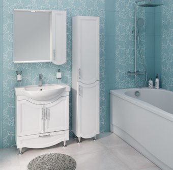 Runo Тумба с умывальником Runo Неаполь 75 + Элеганс 75 (напольная, белый)