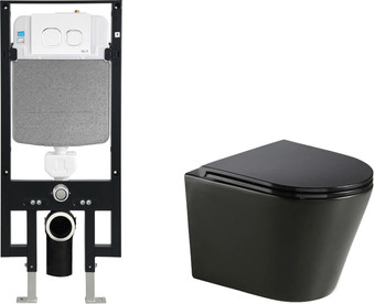 Унитаз подвесной WeltWasser Amberg 497 + Salzbach 043 MT-BL + Amberg RD-WT (черный матовый)